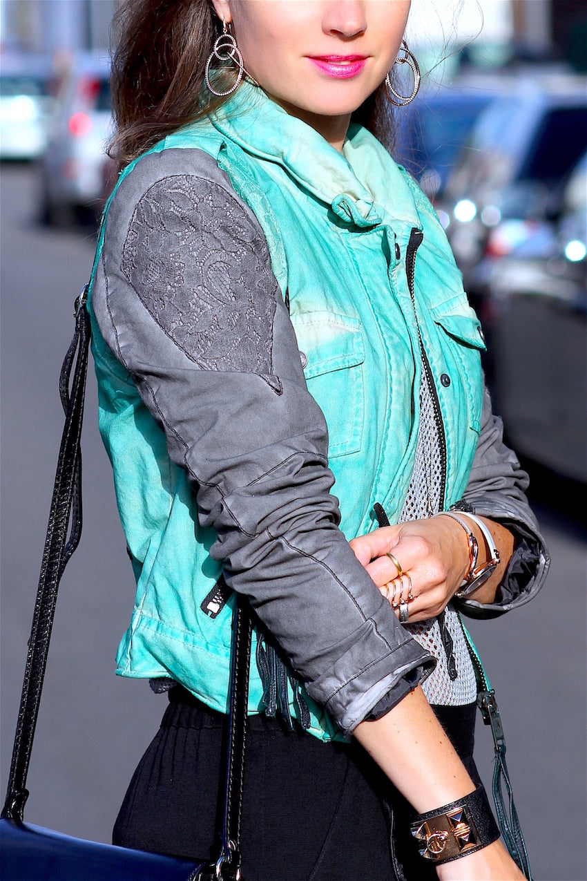 Proud Damenjacke Bikerjacke Salado grün/ grau