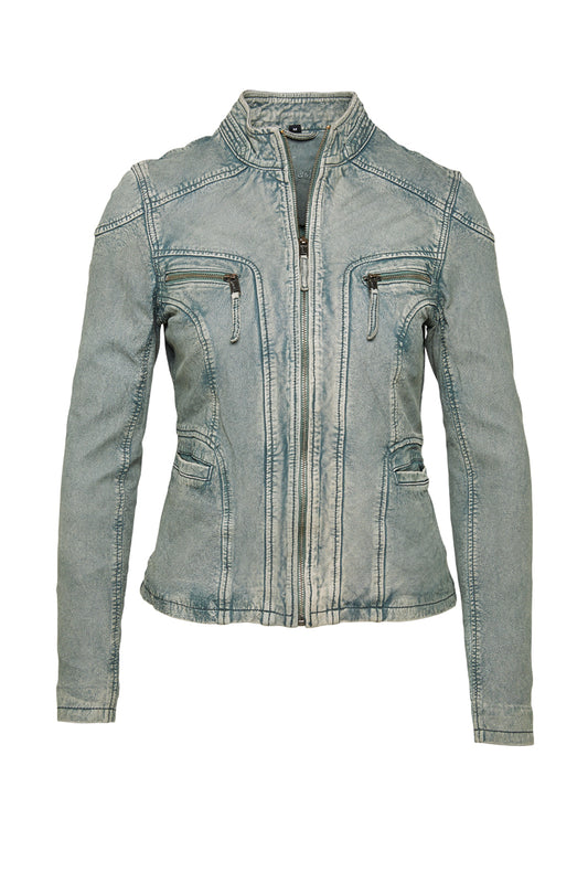 Proud damen Lederjacke Lara grün verwaschen