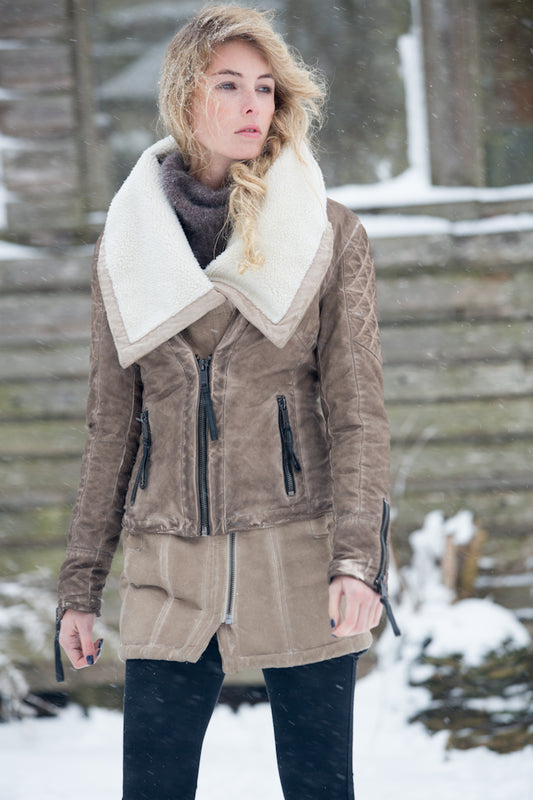 Proud Damenjacke Damenlangjacke zweiteilig Caquetta braun beige