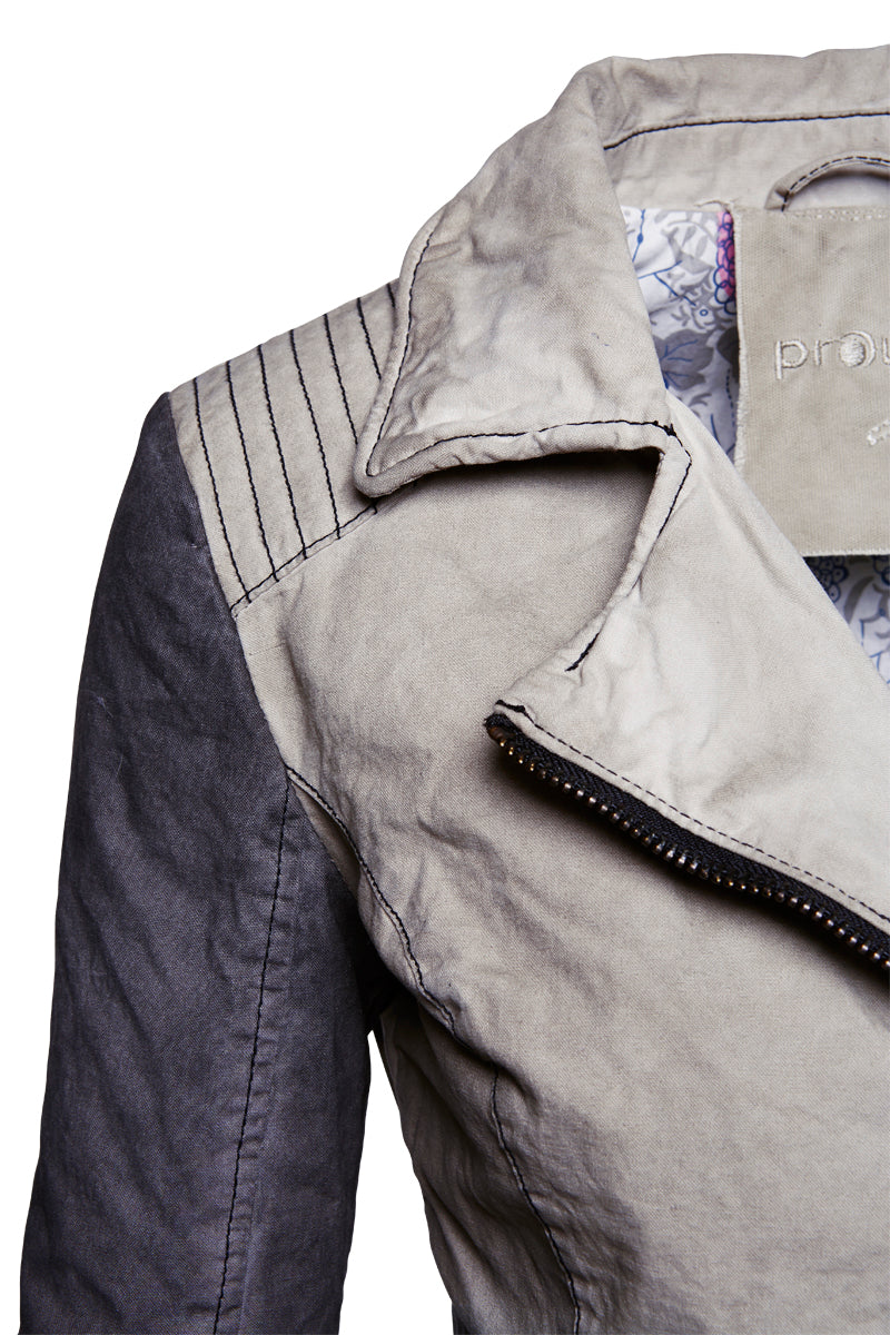 Proud Damenjacke Bikerjacke Japura dip dyed beige zu schwarz